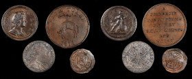 GREAT BRITAIN. Trade Tokens. Type Quartet (4 Pieces), 1657-1811. Grade Range: VERY FINE to ALMOST UNCIRCULATED.

1) Westmoreland, Kendal, Mercers' Com...