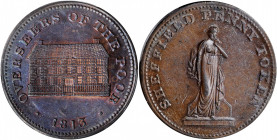 GREAT BRITAIN. Trade Tokens. Sheffield. Copper Penny Token, 1813. PCGS MS-62 Brown Gold Shield.

Withers-991; Davis-126. 'OVERSEERS OF THE POOR'. A sh...