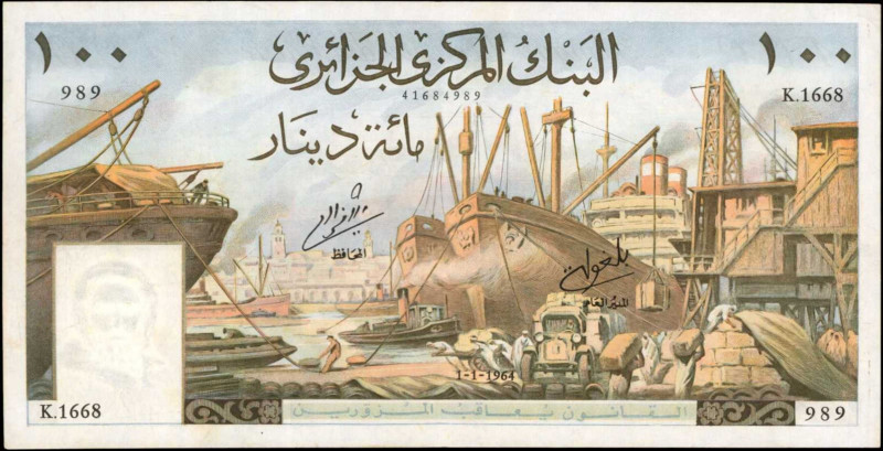 ALGERIA. Banque Centrale. 100 Dinars, 1964. P-125. Very Fine.

A large format 10...