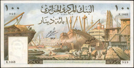 ALGERIA. Banque Centrale. 100 Dinars, 1964. P-125. Very Fine.

A large format 100 Dinars note, which displays an exceptionally detailed scene on the o...