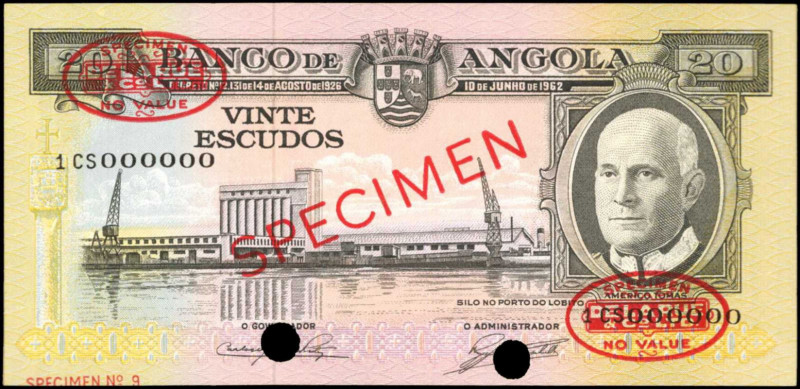 ANGOLA. Banco de Angola. 20 Escudos, 1962. P-92s. Specimen. Uncirculated.

Estim...