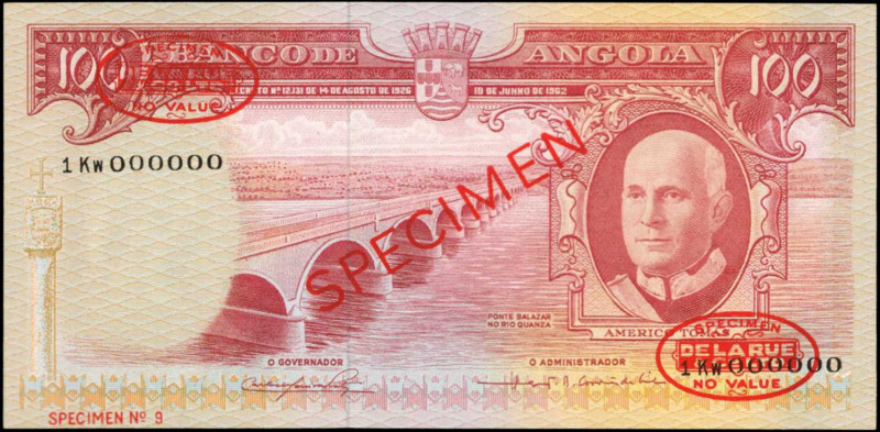 ANGOLA. Banco de Angola. 100 Escudos, 1962. P-94s. Specimen. Uncirculated.

Esti...