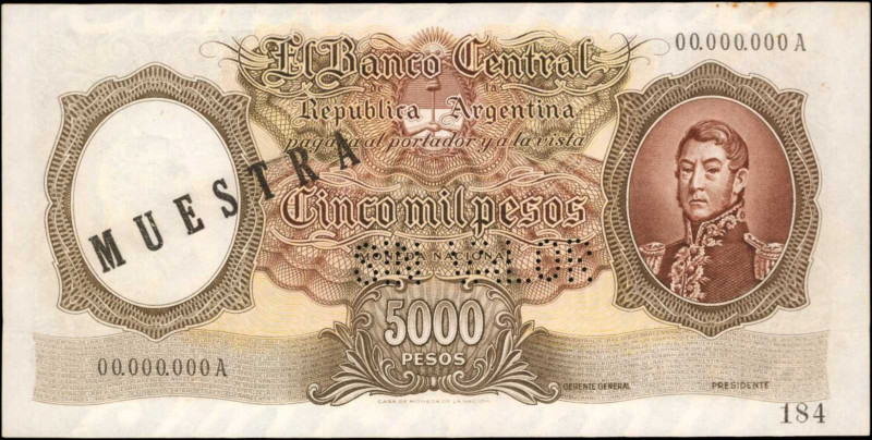 ARGENTINA. Banco Central Republica Argentina. 5000 Pesos, 1970. P-280s. Specimen...