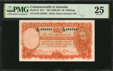 AUSTRALIA. Commonwealth of Australia. 10 Shillings, ND (1936-39). P-21. PMG Very Fine 25.

R11. Good overall eye appeal.

Estimate: $150.00-$200.00