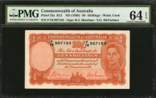 AUSTRALIA. Commonwealth of Australia. 10/- Shillings, ND (1939). P-25a. PMG Choice Uncirculated 64 EPQ.

Beautiful paper quality with Sheehan and McFa...