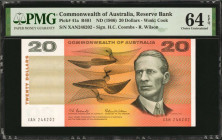 AUSTRALIA. Reserve Bank of Australia. 20 Dollars, ND (1966). P-41a. PMG Choice Uncirculated 64 EPQ.

Estimate: $75.00-$125.00