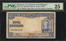 BAHAMAS. Government of the Bahamas. 5 Pounds, 1936 (ND 1944). P-12a. PMG Very Fine 25.

Printed by TDLR. Signature title of Colonel Secretary Commissi...