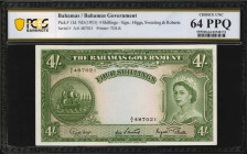 BAHAMAS. Bahamas Government. 4 Shillings, ND (1953). P-13d. PCGS Banknote Choice Uncirculated 64 PPQ.

Printed by TDLR. Fully original with bright gre...