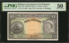 BAHAMAS. Government of the Bahamas. 1 Pound, 1936 ND (1954). P-15b. PMG About Uncirculated 50.

Printed signatures of W.H. Sweeting and B. Burnside.

...