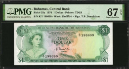 BAHAMAS. Central Bank of the Bahamas. 1 Dollar, 1974. P-35a. PMG Superb Gem Uncirculated 67 EPQ.

Estimate: $100.00-$200.00