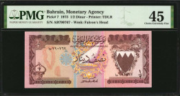 BAHRAIN. Lot of (2). Bahrain Monetary Agency. 1/2 Dinar & 1 Dinar, 1973. P-7 & 8. PMG Very Fine 25 & Choice Extremely Fine 45.

Estimate: $30.00-$50.0...
