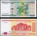 BELARUS. Lot of (2). Natsiyanal'ny Bank Respubliki Belarus'. 500,000 & 1,000,000 Rubels, 1999. P-18 & 19. Uncirculated.

Estimate: $100.00-$150.00