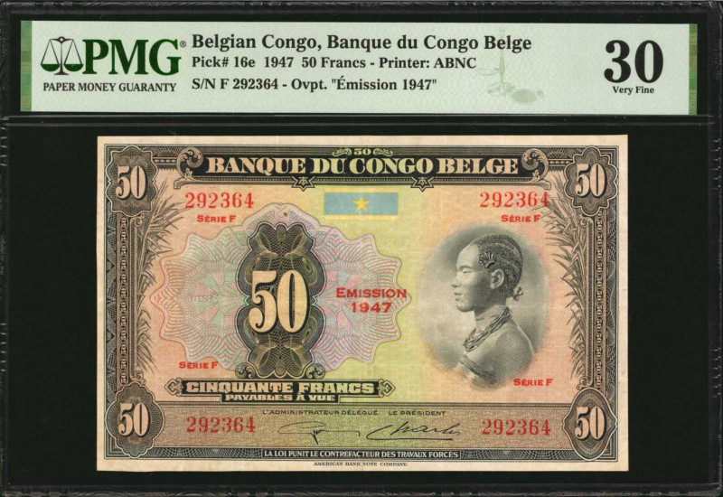 BELGIAN CONGO. Banque du Congo Belge. 50 Francs, 1947. P-16e. PMG Very Fine 30.
...