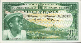 BELGIAN CONGO. Banque Centrale du Congo Belge et du Ruanda-Urundi. 20 Francs, 1957. P-31. About Uncirculated.

Estimate: $75.00-$125.00