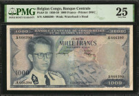 BELGIAN CONGO. Banque Centrale du Congo Belge et du Ruanda-Urundi. 1000 Francs, 1958-59. P-35. PMG Very Fine 25.

Estimate: $200.00-$400.00