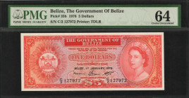 BELIZE. Government of Belize. 5 Dollars, 1976. P-35b. PMG Choice Uncirculated 64.

Printed by TDLR. QEII at right with Arms at left.

Estimate: $125.0...