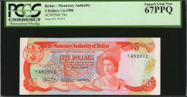 BELIZE. Monetary Authority of Belize. 5 Dollars, 1980. P-39a. PCGS Currency Superb Gem New 67 PPQ.

Estimate: $75.00-$125.00