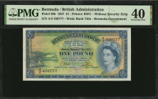 BERMUDA. Bermuda Government. 1 Pound, 1957. P-20b. PMG Extremely Fine 40.

Serial number ending in 777.

Estimate: $75.00-$125.00