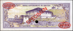 BHUTAN. Royal Government of Bhutan. 10 Ngultrum, ND. P-8s. Specimen. About Uncirculated.

Estimate: $50.00-$100.00