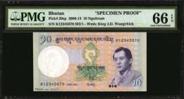 BHUTAN. Royal Monetary Authority of Bhutan. 10 Ngultrum, 2006-13. P-29sp. Specimen Proof. PMG Gem Uncirculated 66 EPQ.

Watermark of King J.D. Wangchi...