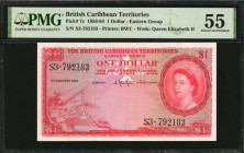 BRITISH CARIBBEAN TERRITORIES. British Caribbean Territories, Eastern Group. 1 Dollar, 1958-64. P-7c. PMG About Uncirculated 55.

Key 1961 date on thi...