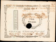 BRITISH HONDURAS. Estado de Honduras. 100 Pesos, 1848. P-6. Very Fine.

Cancelled. Pinholes, margin wear and a hole is noticed, along with margin toni...