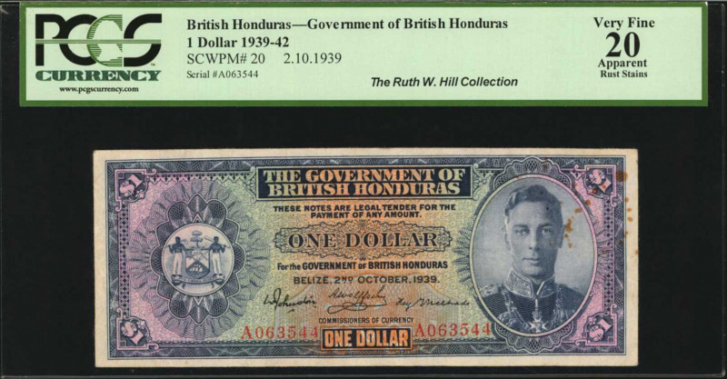 BRITISH HONDURAS. Government of British Honduras. 1 Dollar, 1939. P-20. PCGS Cur...