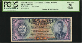 BRITISH HONDURAS. Government of British Honduras. 1 Dollar, 1939. P-20. PCGS Currency Very Fine 20 Apparent. Rust Stains.

October 2nd, 1939 date. PCG...