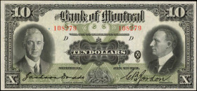 CANADA. Bank of Montreal. 10 Dollars, 1931. CH# 505-58-04. Choice About Uncirculated.

Bright paper and a bold design stand out on this 10 Dollars not...