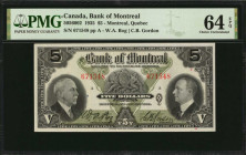 CANADA. Bank of Montreal. 5 Dollars, 1935. CH #505-60-02. PMG Choice Uncirculated 64 EPQ.

A nearly Gem example of this 5 Dollars note.

Estimate: $15...