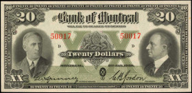 CANADA. Bank of Montreal. 20 Dollars, 1938. CH# 505-62-06. Choice About Uncirculated.

Wide margins, bright paper and a bold design add to the appeal ...