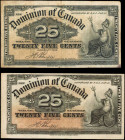 CANADA. Lot of (2). Dominion of Canada. 25 Cents, 1900. P-96. Fine & Very Fine.

A duo of 25 Cent notes. One of the notes displays staining.

Estimate...