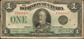CANADA. Dominion of Canada. 1 Dollar, 1923. P-DC-25o. Fine.

A well traveled example of this King George V 1 Dollar note.

Estimate: $50.00-$100.00
