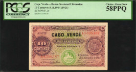 CAPE VERDE. Banco Nacional Ultrmarino. 10 Centavos, 1914 (ND 1921). P-20. PCGS Currency Choice About New 58 PPQ.

Estimate: $75.00-$150.00