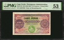 CAPE VERDE. Banco Nacional Ultramarino. 10 Centavos, 1914 ND (1921). P-20. PMG About Uncirculated 53.

Estimate: $150.00-$250.00
