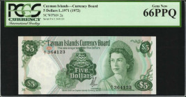 CAYMAN ISLANDS. Cayman Islands Currency Board. 5 Dollars, 1971 (1972). P-2a. PCGS Currency Gem New 66 PPQ.

Estimate: $150.00-$200.00