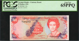CAYMAN ISLANDS. Cayman Islands Currency Board. 10 Dollars, 1991. P-13b. PCGS Currency Gem New 65 PPQ.

Estimate: $75.00-$125.00