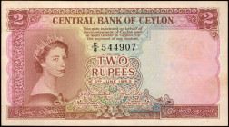 CEYLON. Central Bank of Ceylon. 2 Rupees, 1952. P-50. About Uncirculated.

Just toning to mention on this 2 Rupees note.

Estimate: $200.00-$400.00