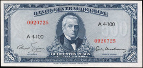 CHILE. Banco Central de Chile. 500 Pesos, ND. P-128. Uncirculated.

Estimate: $100.00-$150.00