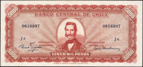 CHILE. Banco Central de Chile. 5000 Pesos, ND. P-130. About Uncirculated.

Estimate: $75.00-$150.00