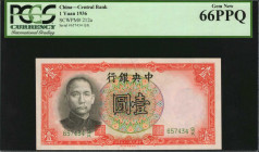 CHINA--REPUBLIC. Central Bank of China. 1 Yuan, 1936. P-212a. PCGS Currency Gem New 66 PPQ.

Estimate: $50.00-$100.00