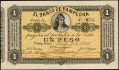 COLOMBIA. Banco de Pamplona. 1 Peso, 1883. P-S711. About Uncirculated.

Dark yellow ink and a bold design stand out on this 1 Peso note.

From the Ric...