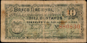 COLOMBIA. Banco Nacional de Colombia. 10 Centavos, 1885. P-181. Fine.

Staining is noticed on this 10 Centavos note.

From the Ricardo Collection.

Es...