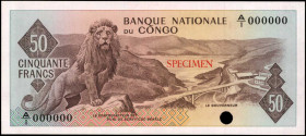CONGO DEMOCRATIC REPUBLIC. Banque Nationale du Congo. 50 Francs, 1960. P-5cts. Color Trial Specimens. Uncirculated.

Estimate: $100.00-$200.00