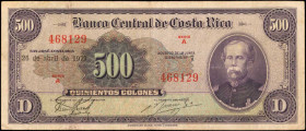 COSTA RICA. Banco Central de Costa Rica. 500 Colones, 1977. P-225b. Very Fine.

A 1977 500 Colones with Gutierrez at right.

From the Ricardo Collecti...