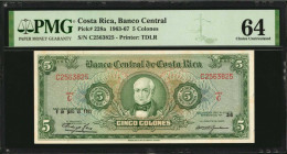 COSTA RICA. Banco Central de Costa Rica. 5 Colones, 1963-67. P-228a. PMG Choice Uncirculated 64.

Estimate: $50.00-$100.00