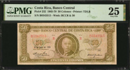 COSTA RICA. Banco Central de Costa Rica. 50 Colones, 1965-70. P-232. PMG Very Fine 25.

Printed by TDLR.

Estimate: $50.00-$100.00
