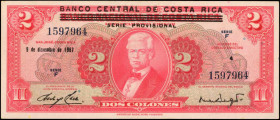 COSTA RICA. Banco Central de Costa Rica. 2 Colones, December 5th, 1967. P-235. About Uncirculated.

Nice provisional note from Costa Rica.

From the R...