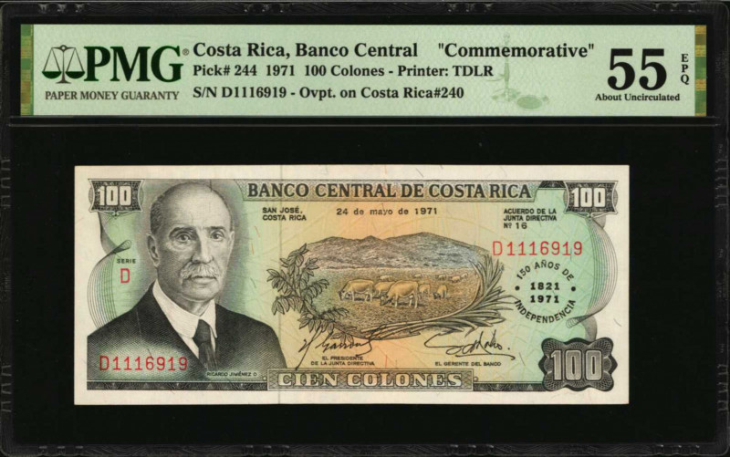COSTA RICA. Banco Central de Costa Rica. 100 Colones, 1971. P-244. Commemorative...