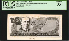 COSTA RICA. Lot of (2). Banco Central. 1000 Colones, ND (1975-85). P-250. Face & Back Photographic Proof. PCGS Currency Very Fine 35 & New 61.

2 piec...